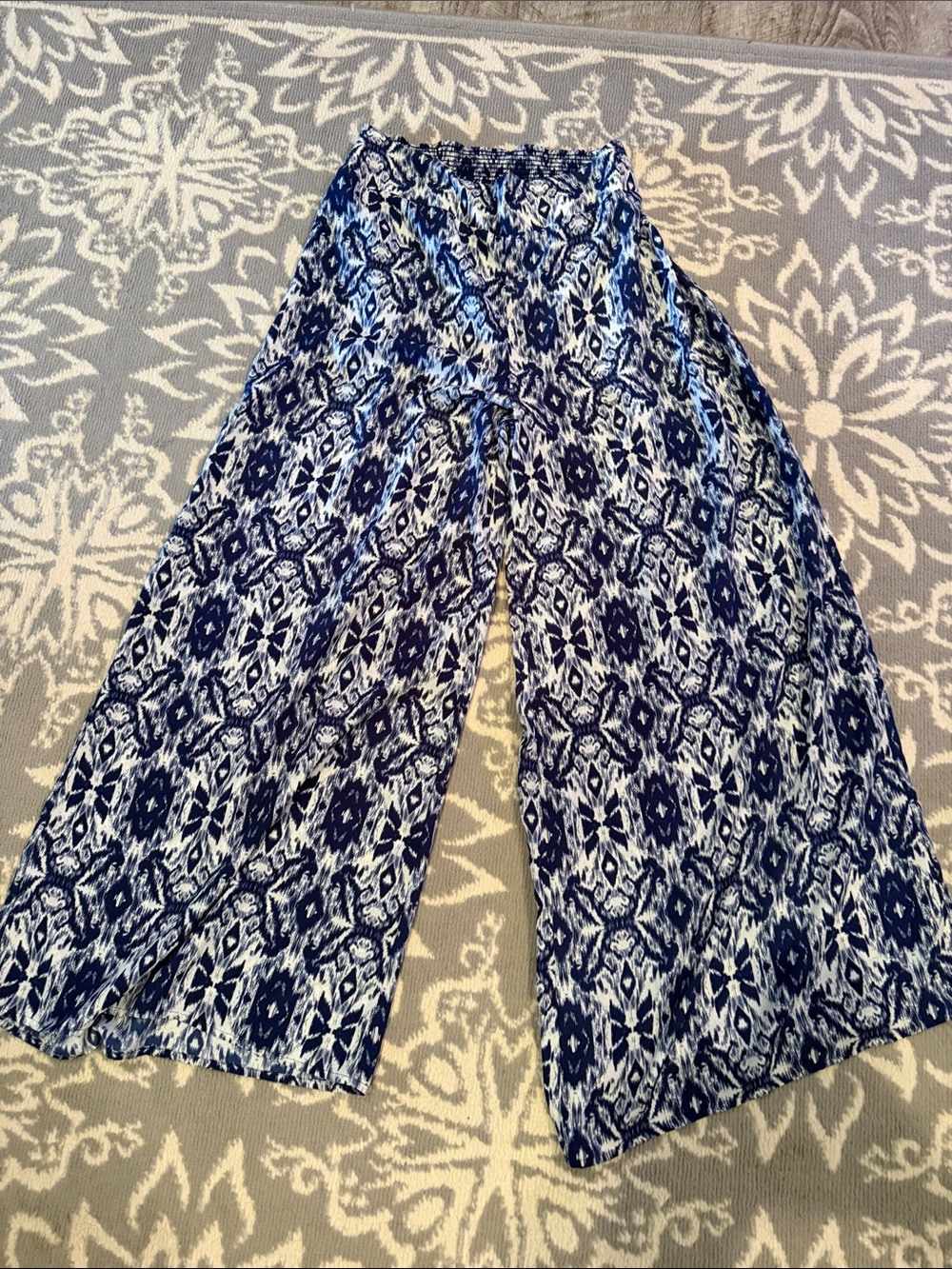 Bar III Navy and White Printed Palazzo Pants